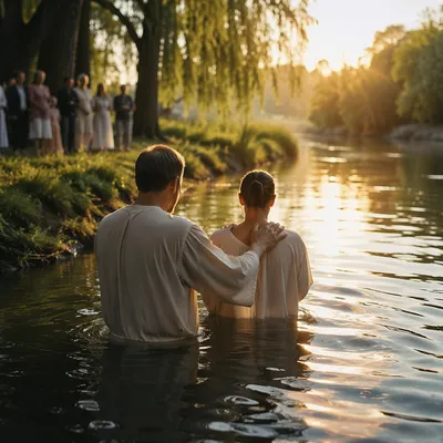 Golden Hour Outdoor River Baptism