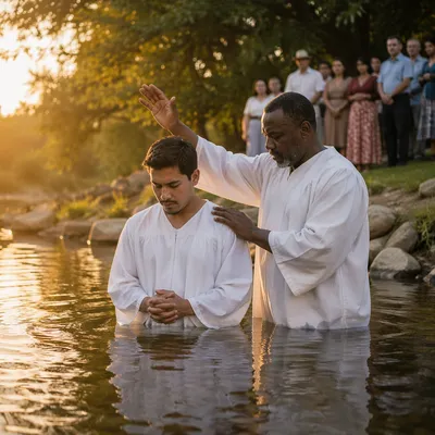 Outdoor River Baptism at Golden Hour