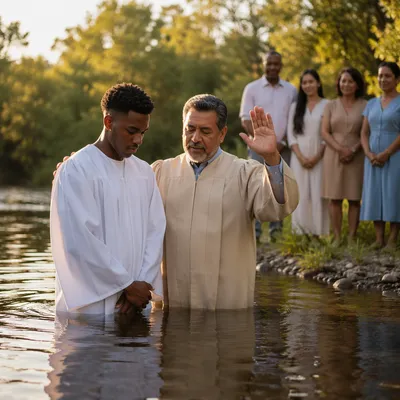 Outdoor River Baptism at Golden Hour