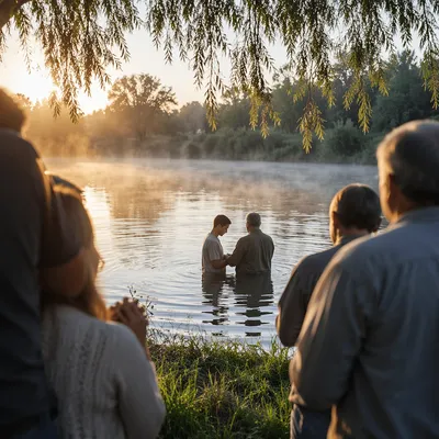 Outdoor River Baptism at Sunrise