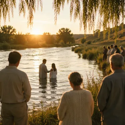 Golden Hour Outdoor River Baptism