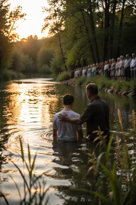 Outdoor River Baptism at Golden Hour