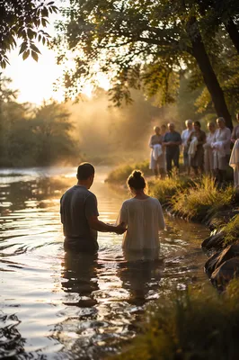 Outdoor River Baptism at Sunrise