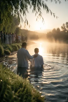Peaceful Early Morning River Baptism