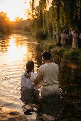 Golden Hour River Baptism Ceremony