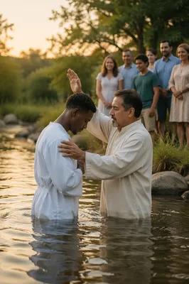 Outdoor River Baptism at Golden Hour
