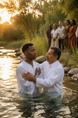 Outdoor River Baptism at Golden Hour
