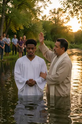 Outdoor River Baptism at Golden Hour