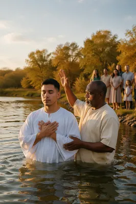 Outdoor River Baptism at Golden Hour