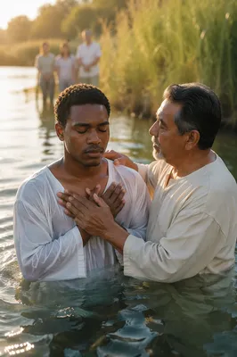 Outdoor River Baptism at Golden Hour