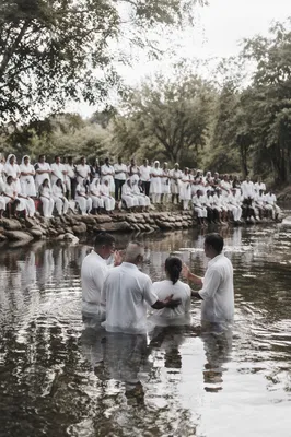 Outdoor River Baptism in Rural Church Gathering