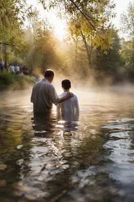 Reverent Outdoor River Baptism at Sunrise