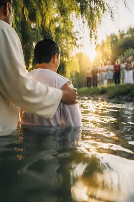 Peaceful Outdoor River Baptism at Sunrise