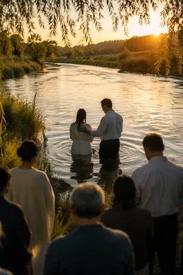 Golden Hour Outdoor River Baptism