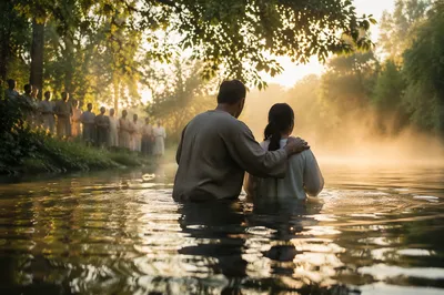 Golden Hour River Baptism Gathering