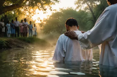 Misty Sunrise River Baptism Ceremony