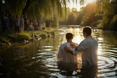 Golden Hour Outdoor River Baptism