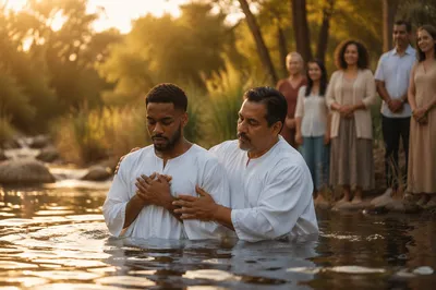 Outdoor River Baptism at Golden Hour