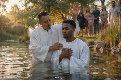 Outdoor River Baptism at Golden Hour