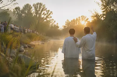 Golden Sunrise River Baptism Ceremony