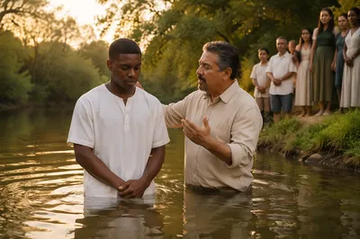 Outdoor River Baptism at Golden Hour