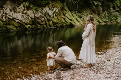 Peaceful Outdoor River Baptism with Family