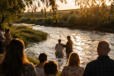 Golden Hour Outdoor River Baptism