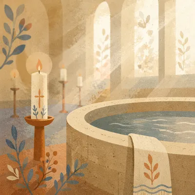 Modern Church Baptism Pool with Candles