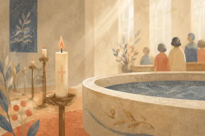 Modern Church Baptism Pool with Candles