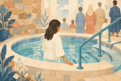 Modern Church Baptism Pool Interior Scene