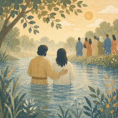 Peaceful River Baptism at Sunrise