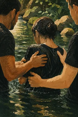 Outdoor River Baptism in Reverent Nature