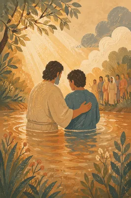 Peaceful Forest River Baptism Ceremony