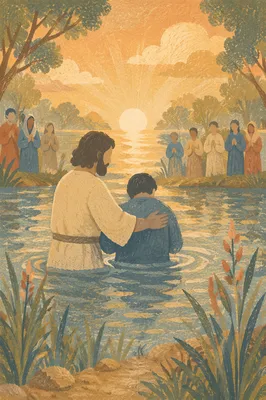 Sunrise River Baptism in Quiet Woods