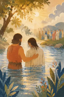 Peaceful River Baptism at Sunrise