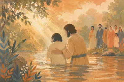 Peaceful Forest River Baptism Ceremony
