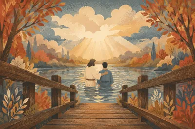 Autumn River Baptism in Peaceful Nature
