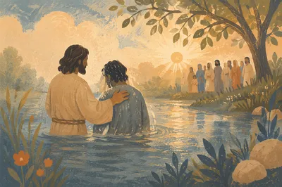 Peaceful River Baptism at Sunrise