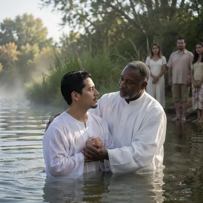Outdoor River Baptism at Misty Dawn