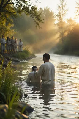 Outdoor River Baptism at Sunrise