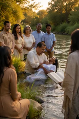Outdoor River Baptism at Golden Hour