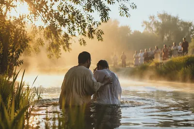 Outdoor River Baptism at Sunrise
