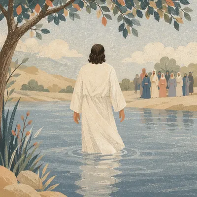 Outdoor Baptism in White Robe