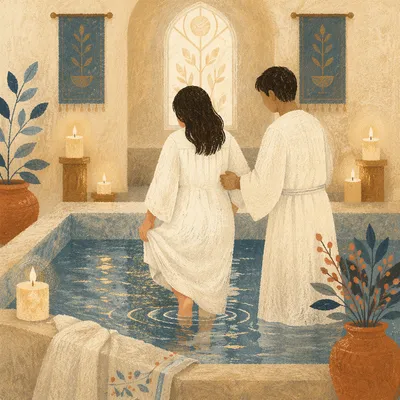 Peaceful Baptism in White Robe