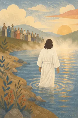 Baptism Robe Entering Calm Morning Water