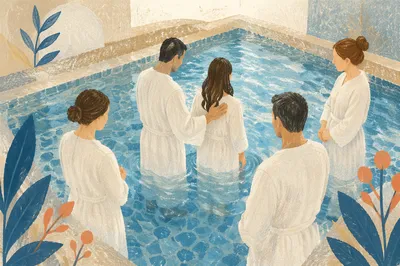 Baptism Gathering in White Robes