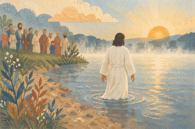 Baptism Robe Entering Calm Morning Water