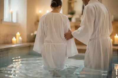 White Robe Baptism in Chapel Pool