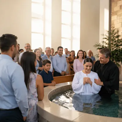Baptism Ceremony in Bright Church Sanctuary