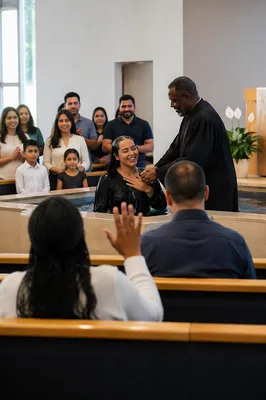 Baptism Ceremony in Bright Church Sanctuary
